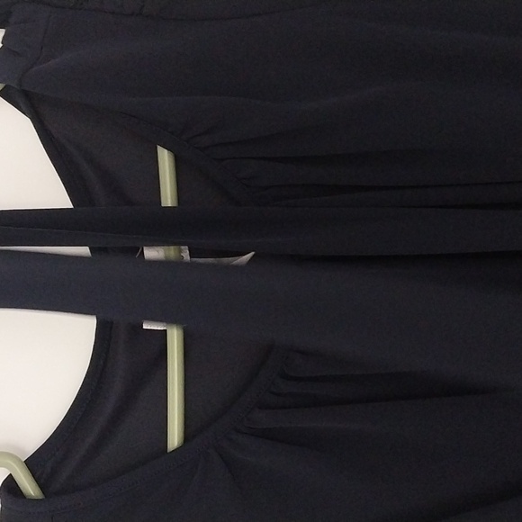 Navy orange tan three quarter sleeve dress - Picture 3 of 4